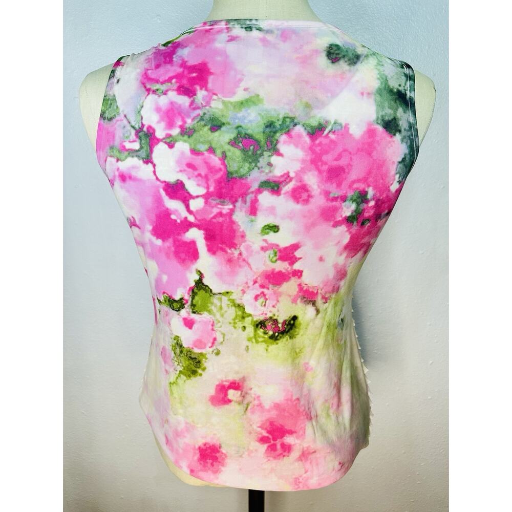 Pink & Green Tiered Ruffle Fairy Tank Top Medium Cottage Y2K - Picture 2 of 5